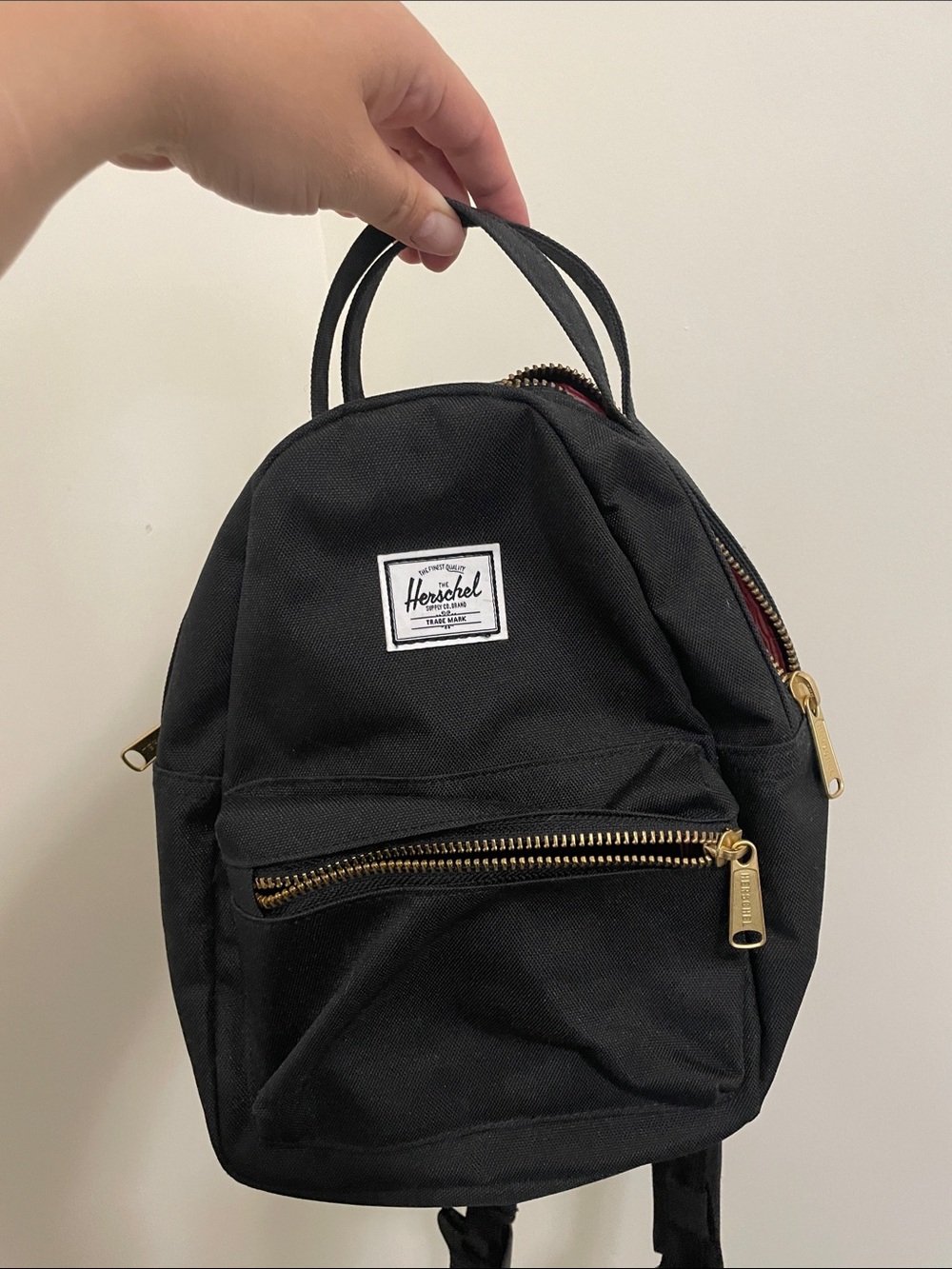 Herschel Supply Company Black Mini Backpack with Gold Zippers